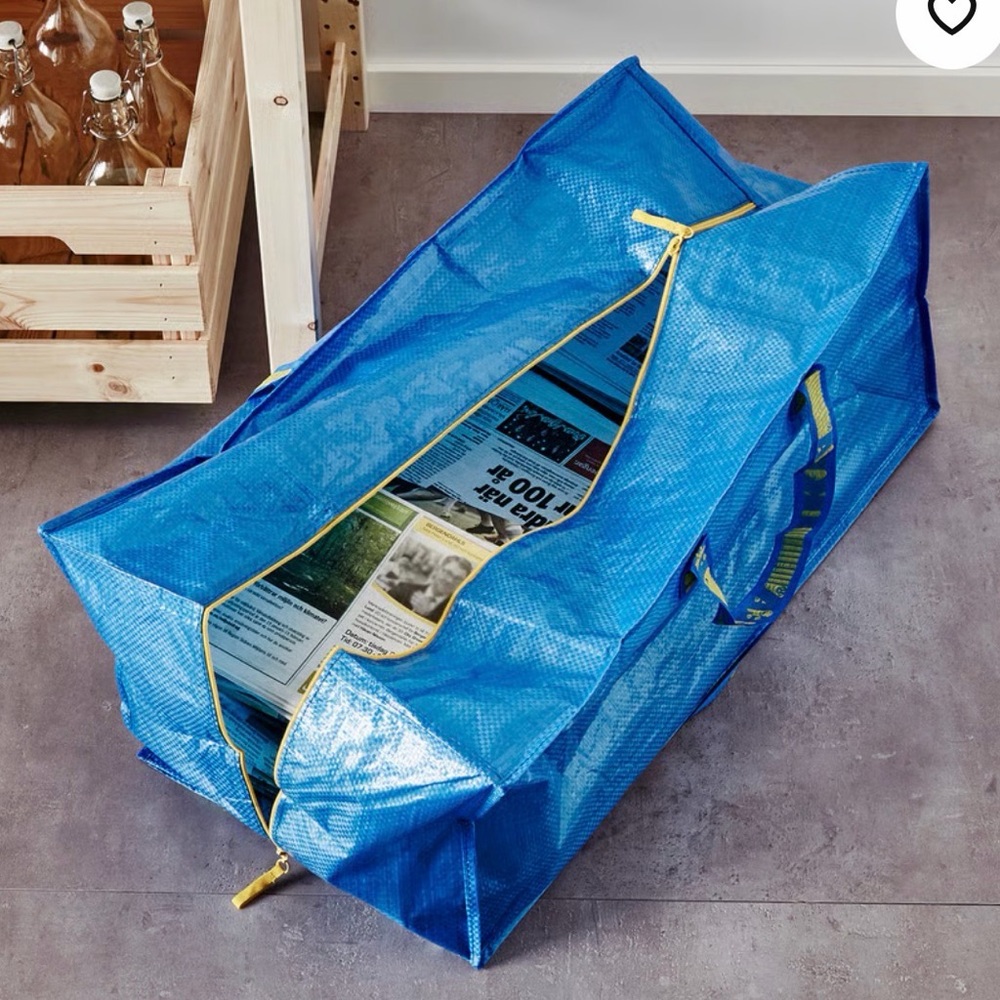 IKEA Frakta Storage Bag Blue 20 Gallon Zipper Duffle Backpack New Unused - Picture 3 of 6